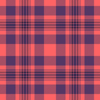 Advertisement plaid textile texture, duvet cover seamless pattern tartan. Vintage background fabric vector check in red and violet colors palette.