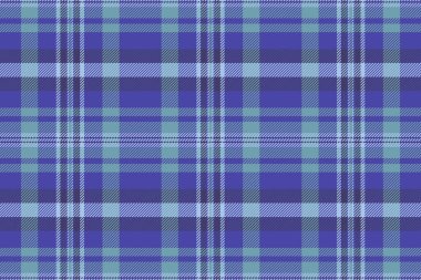 Coat tartan pattern textile, greeting card plaid vector fabric. Grand texture background check seamless in indigo and cyan colors palette.