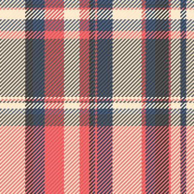 Classic woven fabric. Timeless plaid with blue, red, and beige hues. Perfect for fashion, textile design, backgrounds, or adding a touch of rustic charm.