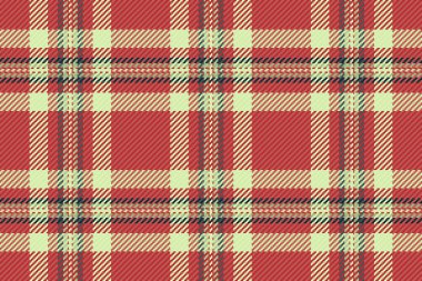 Thin check texture textile, layout pattern seamless background. Geometric plaid fabric vector tartan in red and light colors palette.