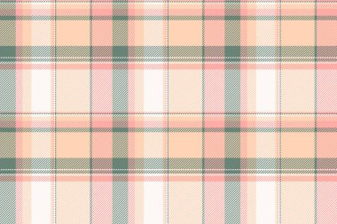 Classic plaid pattern in soft peach, pink and green hues. Versatile for backgrounds, textiles, crafts. Evokes warmth, comfort, and a traditional, cozy feel.