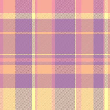 Equal texture pattern textile, event background vector check. Swatch fabric plaid tartan seamless in pastel and orange colors palette.