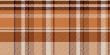 Upscale fabric seamless background, package textile pattern check. Wool texture plaid tartan vector in orange and light colors palette.