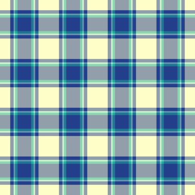 Nostalgic tartan check pattern, open textile vector fabric. Cross texture seamless background plaid in cyan and pastel colors palette.