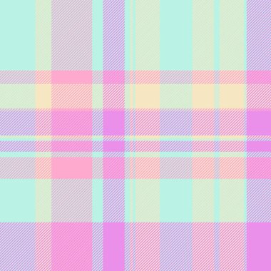 Mature tartan textile pattern, path plaid texture fabric. Colourful seamless check background vector in light and purple colors palette.