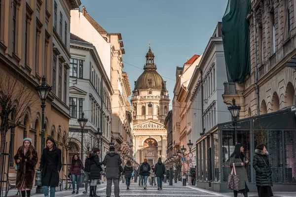 Boedapest Hongarije Feb 2020 Hustling Street View Van Stephen Basilica — Stockfoto