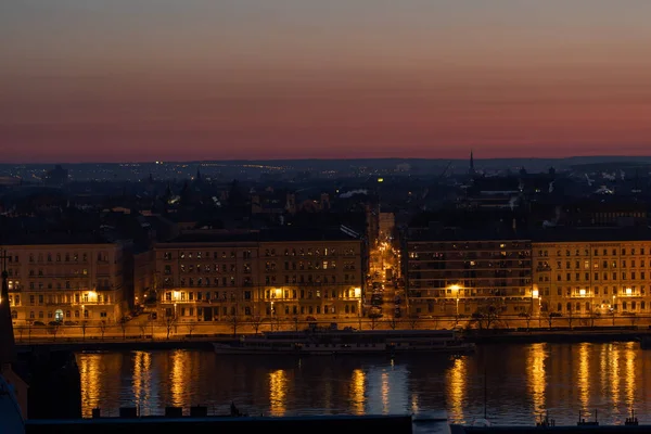 Budapest Skyline Danube Riverbank Sunset Winter Time — Stock Photo, Image