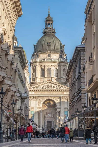 Budapeste Hungria Fevereiro 2020 Estátua Equestre Rei Santo Estêvão Praça — Fotografia de Stock