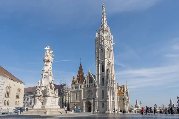 Budapest Hungría Febrero 2020 Modelo Bronce Iglesia Matías Plaza Santísima — Foto de Stock