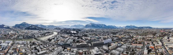 Panoramic Aerial Drone Shot View Salzburg Aiglhof Station View Eastern — Stock Photo, Image