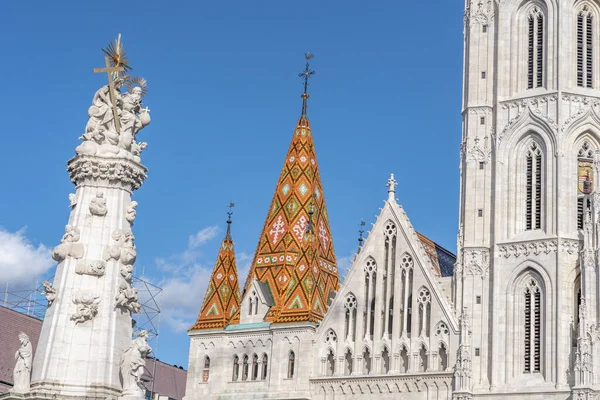 Vista Fachada Igreja Matthias Bastião Pescador Colina Buda Budapeste Hora — Fotografia de Stock