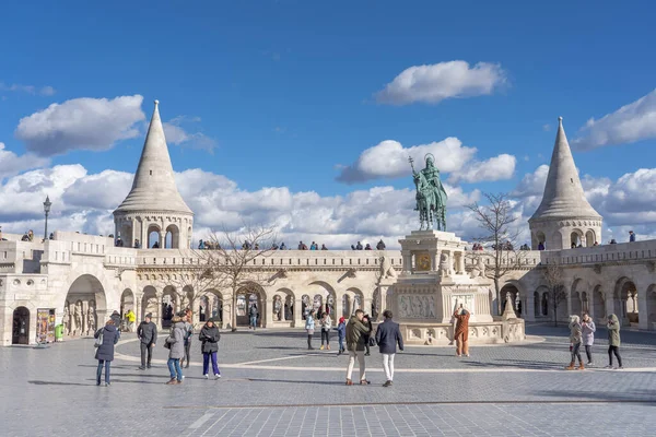 Budapest Magyarország 2020 Február Kumulostratus Felhők Halászbástya Felett Napos Téli — Stock Fotó