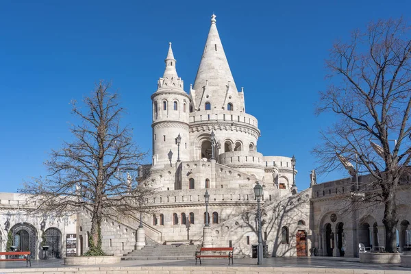 Bastião Pescador Castelo Branco Budapeste Manhã Inverno Com Céu Azul — Fotografia de Stock