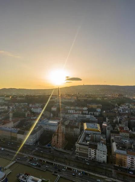 Aerial Drone View Matthias Church Fisherman Bastion Buda Hill Budapest — Stock Photo, Image