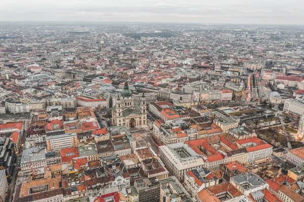 Tiroteo Aéreo Basílica San Esteban Budapest Amaneció Por Mañana Invierno — Foto de Stock