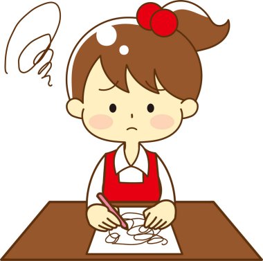 Child going to the desk clipart