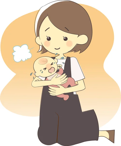 Moeder in nood van weten wat te doen met een huilende baby — Stockvector