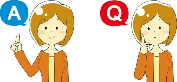 Illustration of Q & A icon and person — ストックベクタ