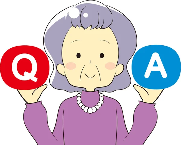 Q & icon 과 person 의 삽화 — 스톡 벡터