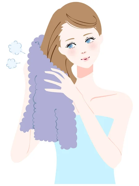 Illustration Woman Who Takes Care Hair — Stock Vector