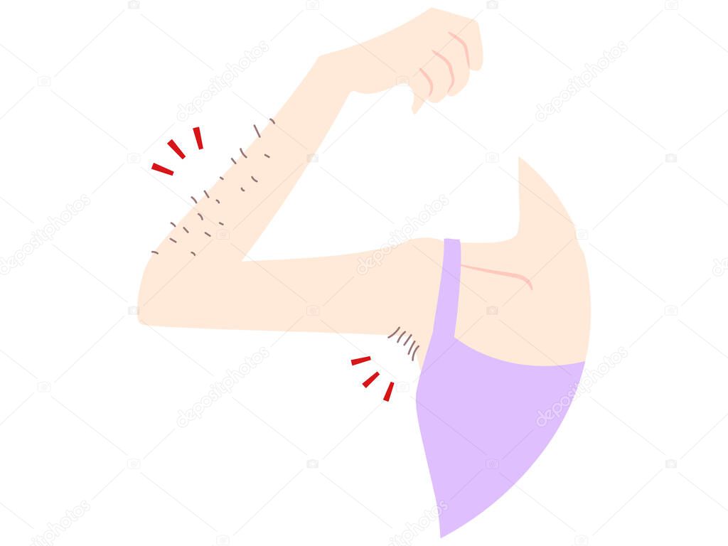 Illustration of armpit and arm waste hair problem