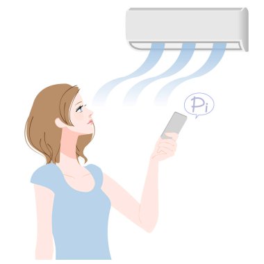 Klimayı açan bir kadının görüntüsü.