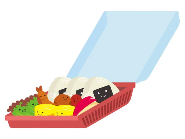 Karakter Illustratie Van Takeout Bento — Stockvector