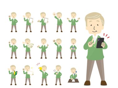 Kıdemli adam tüm vücut çizimleri