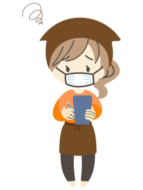 Maske Giyen ve Taverna Üniformasında Çalışan Bir Kadın İmajı