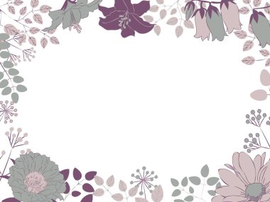 Şirin botanik dekoratif çerçeve çizimi