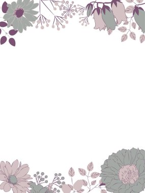 Şirin botanik dekoratif çerçeve çizimi