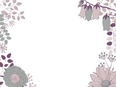 Şirin botanik dekoratif çerçeve çizimi
