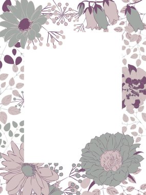 Şirin botanik dekoratif çerçeve çizimi