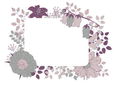 Şirin botanik dekoratif çerçeve çizimi