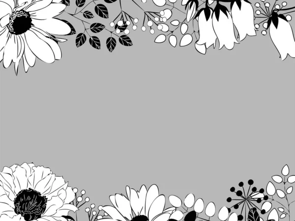 Monotone Illustration Plant Pattern — Stock Vector