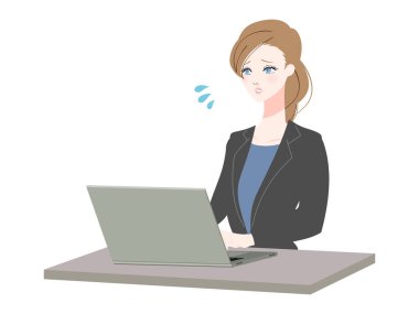 Kişisel bilgisayar kullanan bir iş kadını tasviri