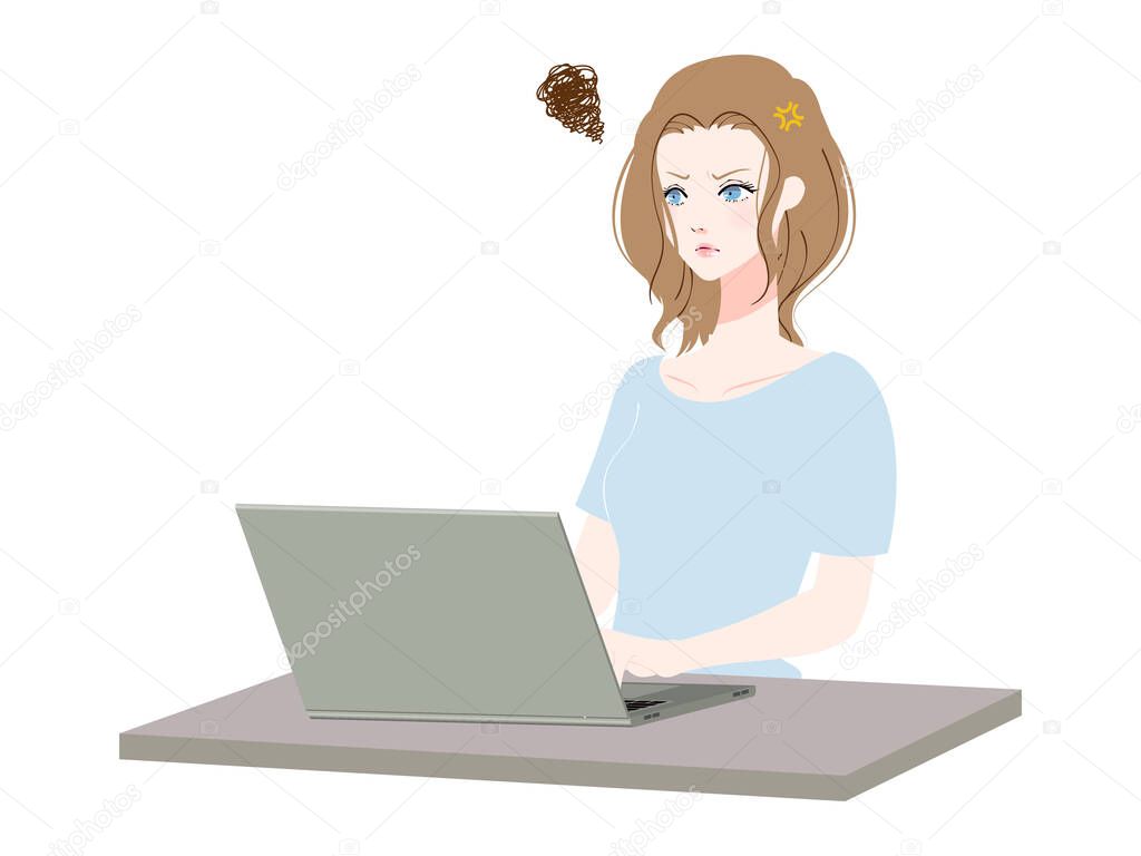 Illustration of a woman using a personal computer