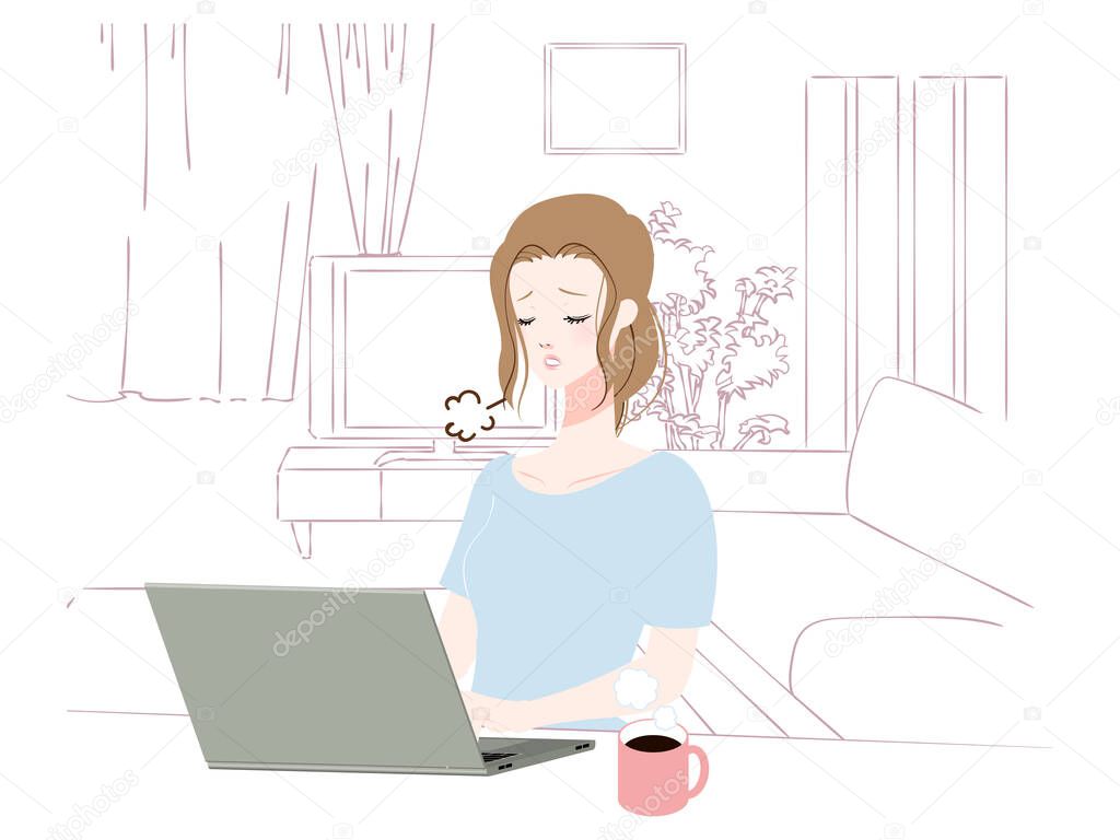 Illustration of a woman working from home