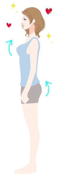 Illustration Einer Frau Mit Geradem Rücken — Stockvektor