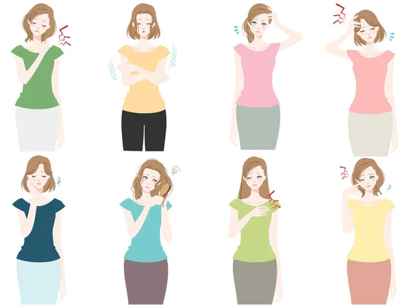 Illustration Female Body Troubles — Stock Vector