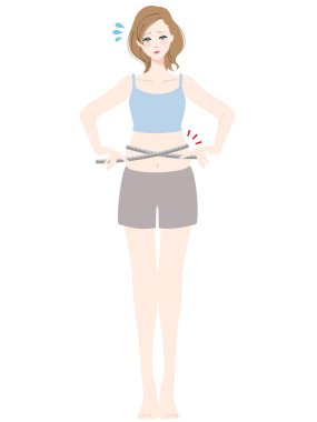 Bel ölçüsünü önemseyen bir kadının tasviri