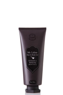 Tüp Bay Laline saç ve vücut jeli Erkekler 200 ml. jel için geri zekalı et şampuanlama. Beyaz arka plan üzerinde izole.