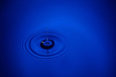 Closeup mavi dalga su halkaları makro, havuzu daire yansımalar. Arka plan iyi fikir.