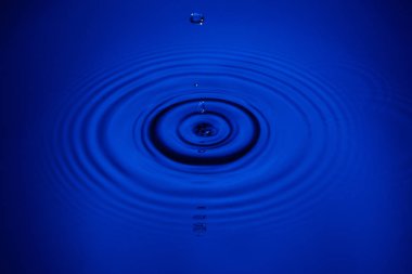 Closeup mavi dalga su halkaları makro, havuzu daire yansımalar. Arka plan iyi fikir.