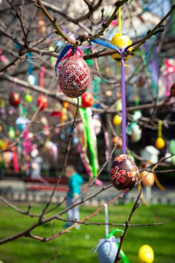 Hıristiyan tatil Paskalya, ağaçlar boyalı yumurta ile dekore edilmiş eski bir gelenektir.