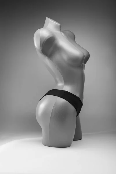 Zwart Wit Foto Dummy Vrouw Ondergoed Zwemmen Goede Kaart Voor — Stockfoto