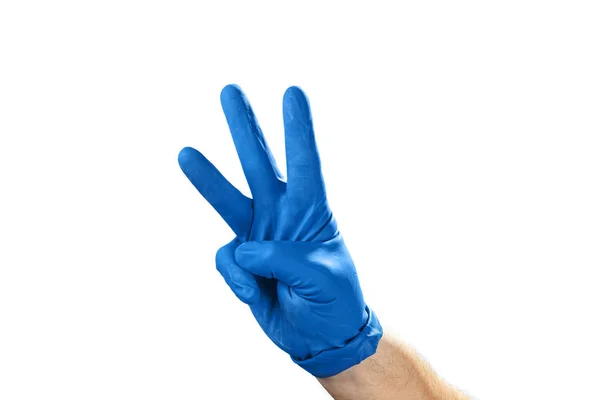 Mannetje Hand Handschoen Een Witte Achtergrond Een Goed Idee Een — Stockfoto