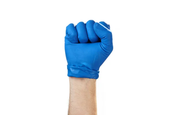Männliche Hand Handschuh Auf Weißem Hintergrund Eine Gute Idee Abbildung — Stockfoto