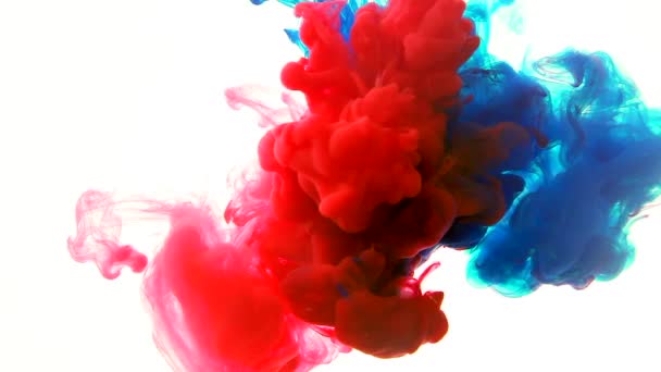 Hareket Rengi Suya Düşer Mürekkep Kıvrılır Mürekkep Soyutlanır Suyun Altında — Stok video