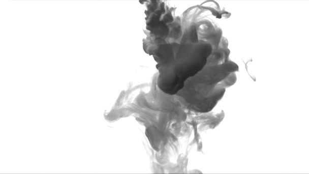 颜料火山 墨水在水中 非常美丽的效果慢动作视频黑色上的白色 — 图库视频影像